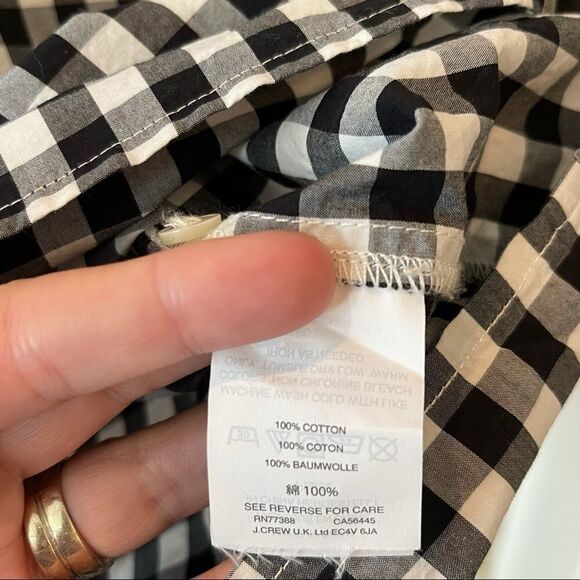 J. Crew Tie Sleeve Pintuck Gingham Top Petit S - Picture 4 of 4